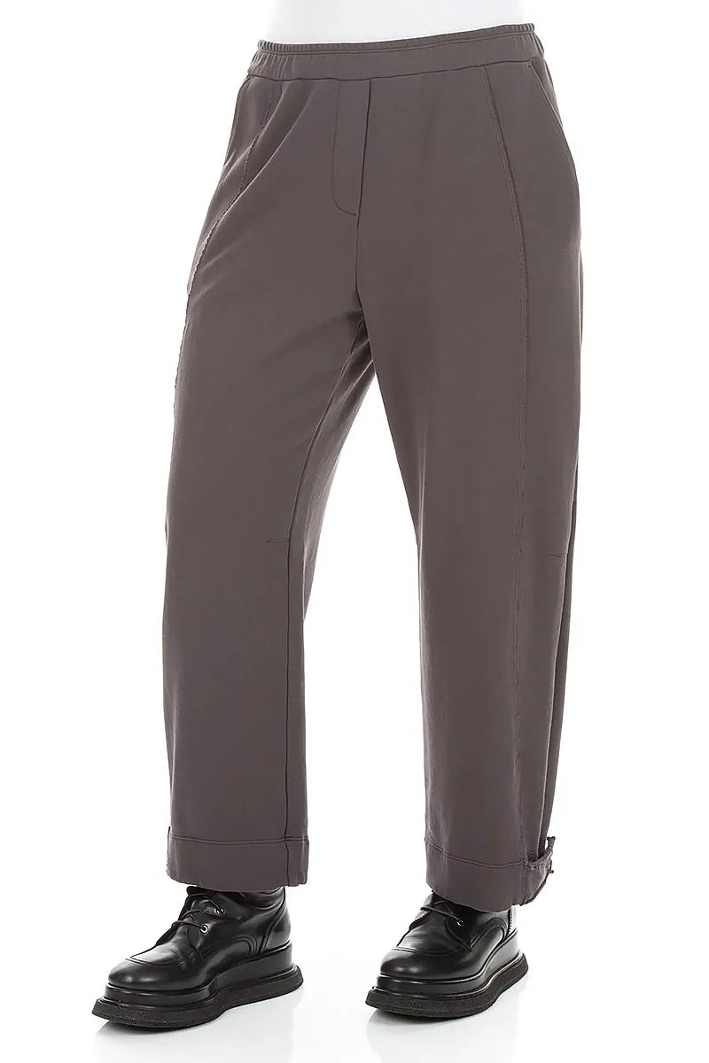 Konische French-Terry-Hose aus Baumwolle in Anthrazit
