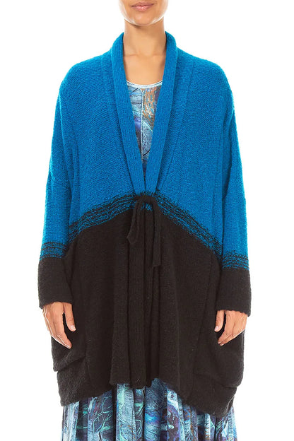 Two-Tone Azure Wool Cardigan 1