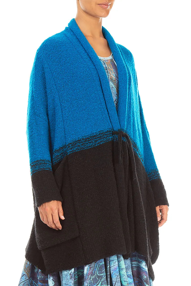 Two-Tone Azure Wool Cardigan 3