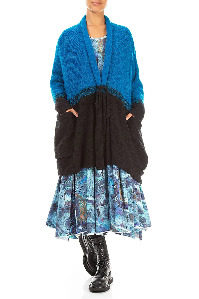 Two-Tone Azure Wool Cardigan 4