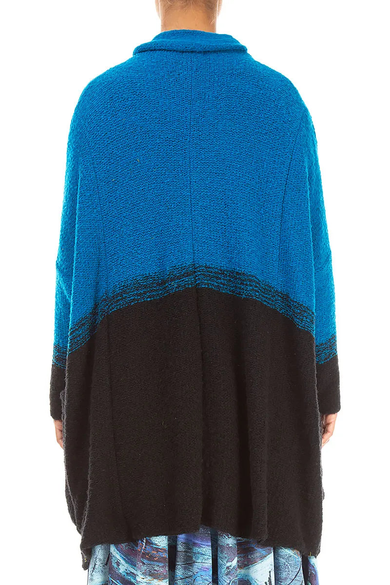 Two-Tone Azure Wool Cardigan 2