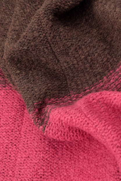 Zweifarbige Strickjacke aus Wolle in Pink