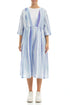 V-Neck Blue Wash Stripe Linen Jacket 1