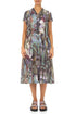 V-Neck Buttoned Art Mosaic Linen Dress 1