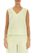 V-Neck Lime Striped Linen Top 1
