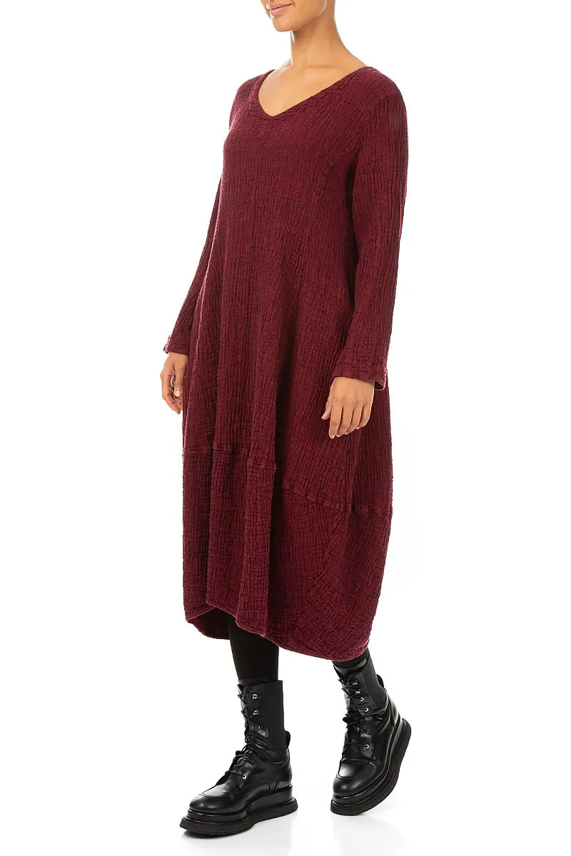 V-Neck Ruby Textured Linen Dress 4