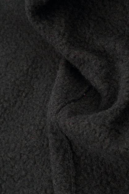 Collar Neck Short Charcoal Plush Wool Coat