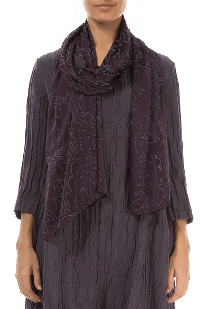 Vintage Violet Devoré Feather Silk Scarf 1