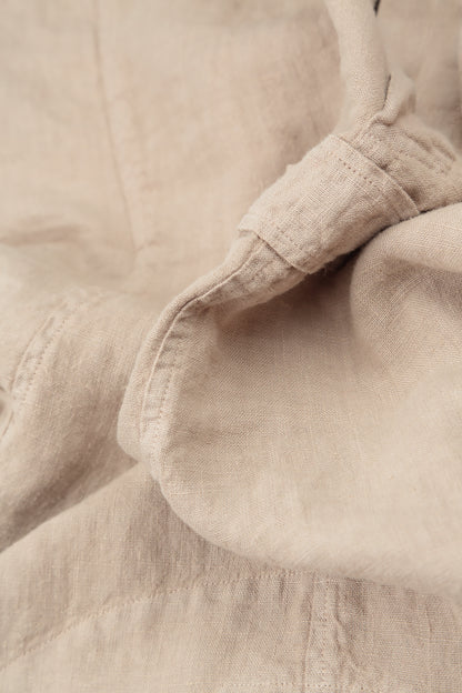 Waist Detail Sleeveless Beige Linen Dress 5