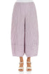 Wide Cropped Crinkled Lilac Silk Linen Trousers 1