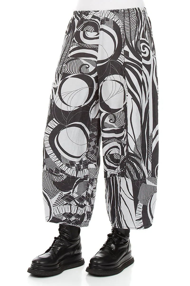 Wide Cropped Textured Pearl Grey Orbit Silk Linen Trousers