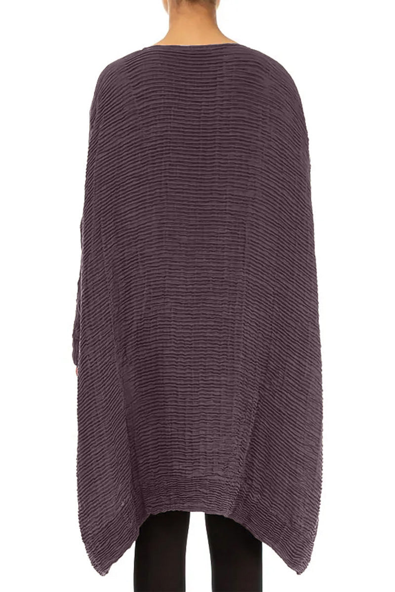 Wide Deep Plum Plissé Silk Kaftan Dress