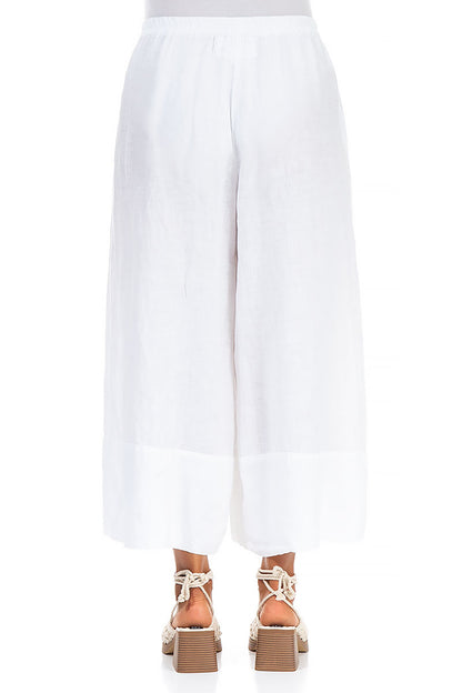 Wide Leg Cuffs White Linen Culottes 2