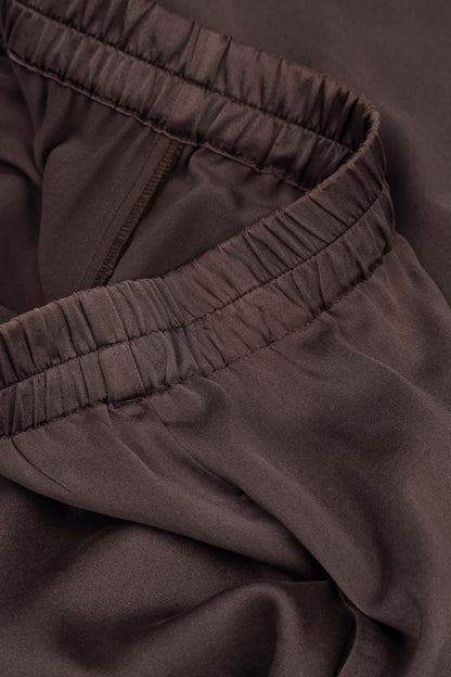 Wide Leg Truffle Brown Silk Trousers 5