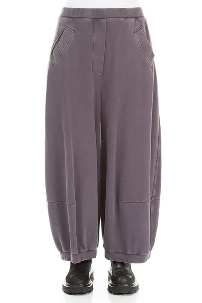 Pantalon large en Coton French Terry gris mauve