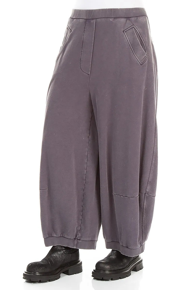Pantalon large en Coton French Terry gris mauve