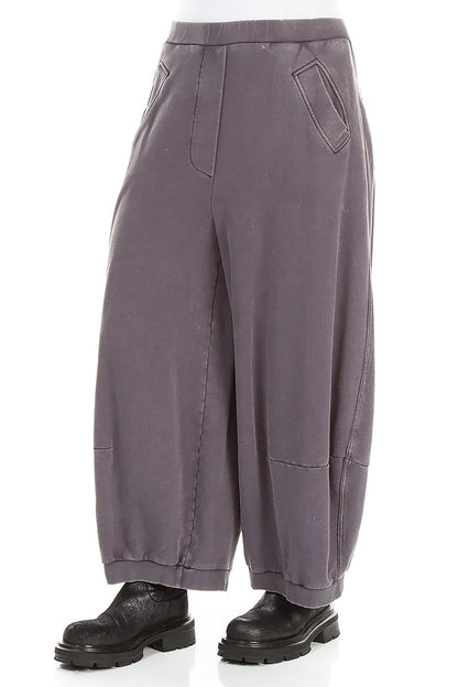 Pantalon large en Coton French Terry gris mauve