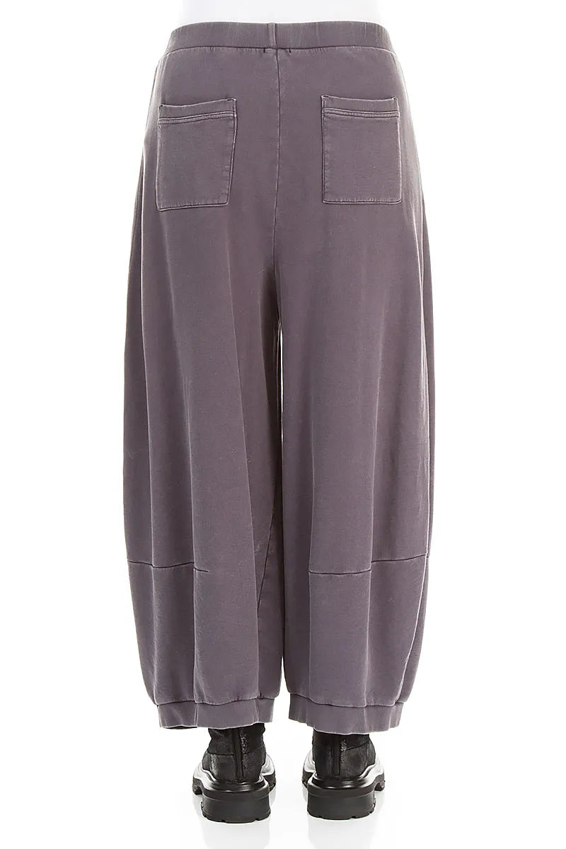 Pantalon large en Coton French Terry gris mauve