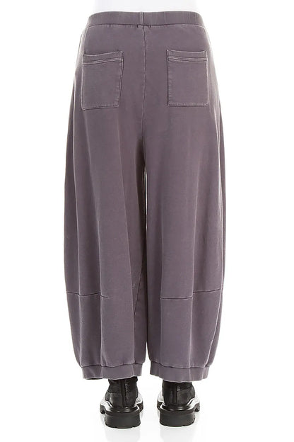Pantalon large en Coton French Terry gris mauve