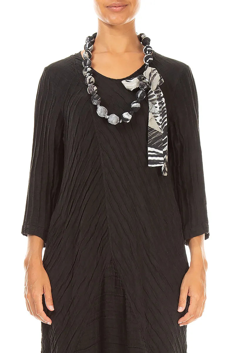 Wild Ink Textured Silk Bead Necklace 1