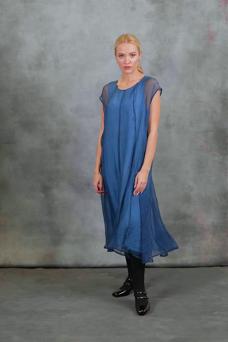 Azure Silk Chiffon Dress 9