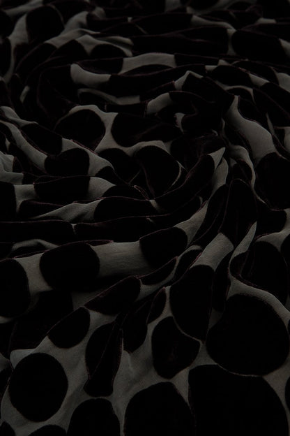 Asymmetrical Devoré Bubbles Black Silk Velvet Tunic 5
