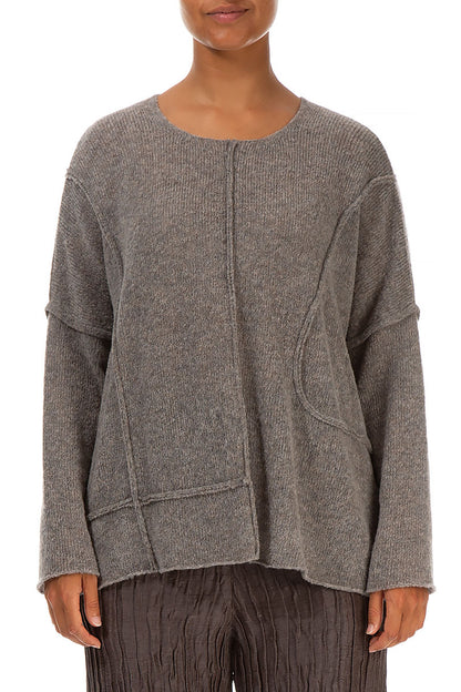 Exposed Seam Light Brown Wool Sweater 1