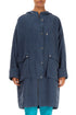 Hooded Back Pocket Denim Blue Linen Jacket 1