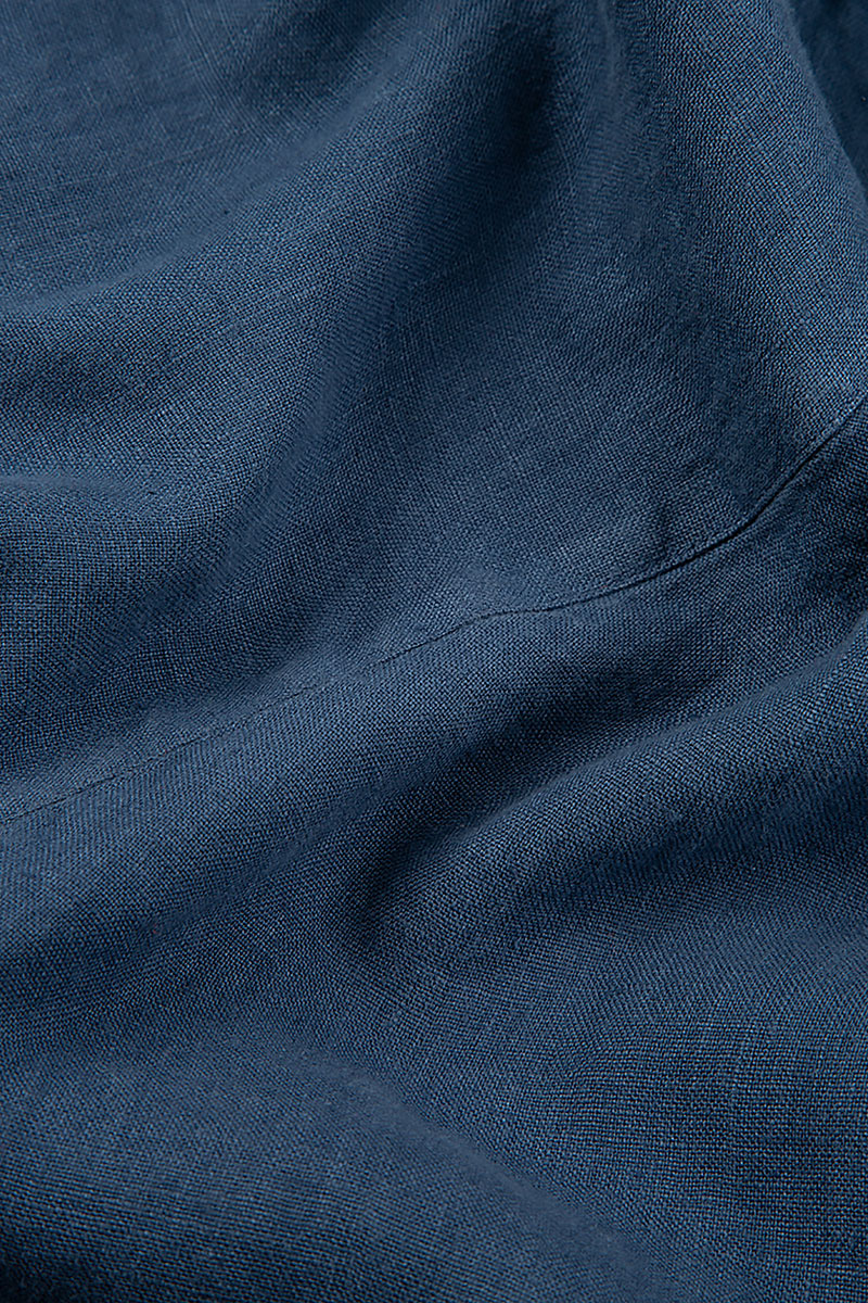 Hooded Back Pocket Denim Blue Linen Jacket 5