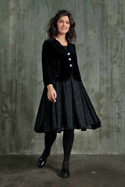 Buttoned Black Silk Velvet Jacket 6