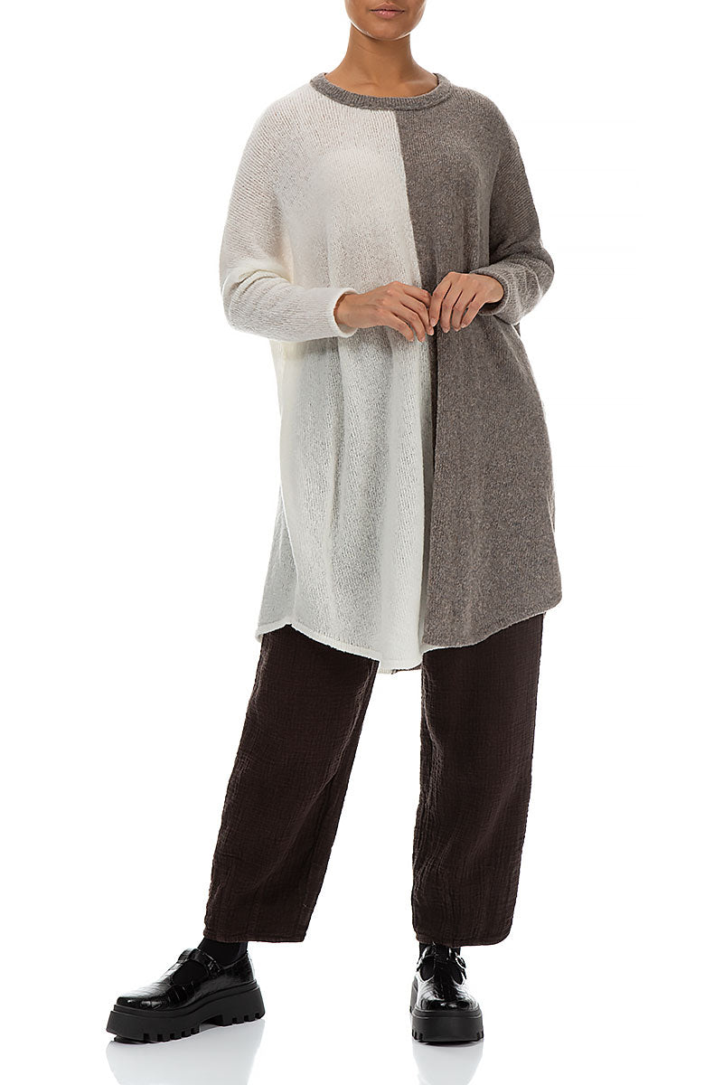 Oversized Dual White Beige Wool Sweater 4
