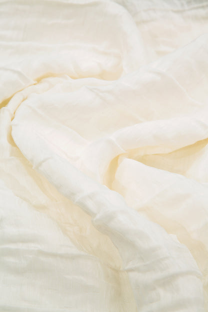 Flared Crinkled Off White Silk Linen Shirt 6