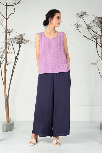 Sweetheart Neck Lilac Bubble Silk Top 6