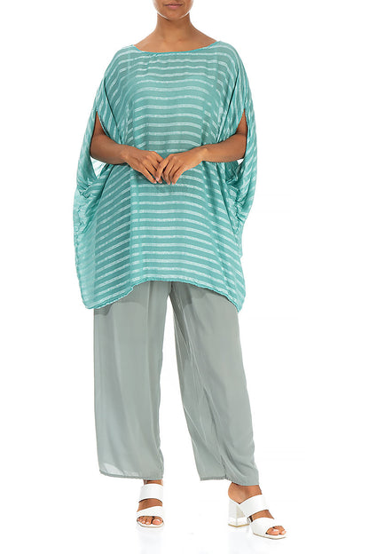 Wide Pistachio Silk Trousers 4
